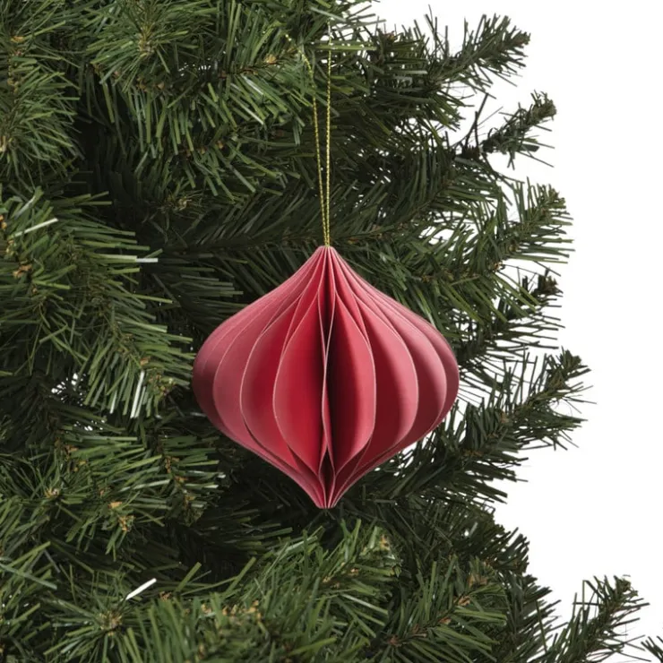 Xenos Kersthanger papier - roze - ø10 cm- Kersthangers|Kerstballen