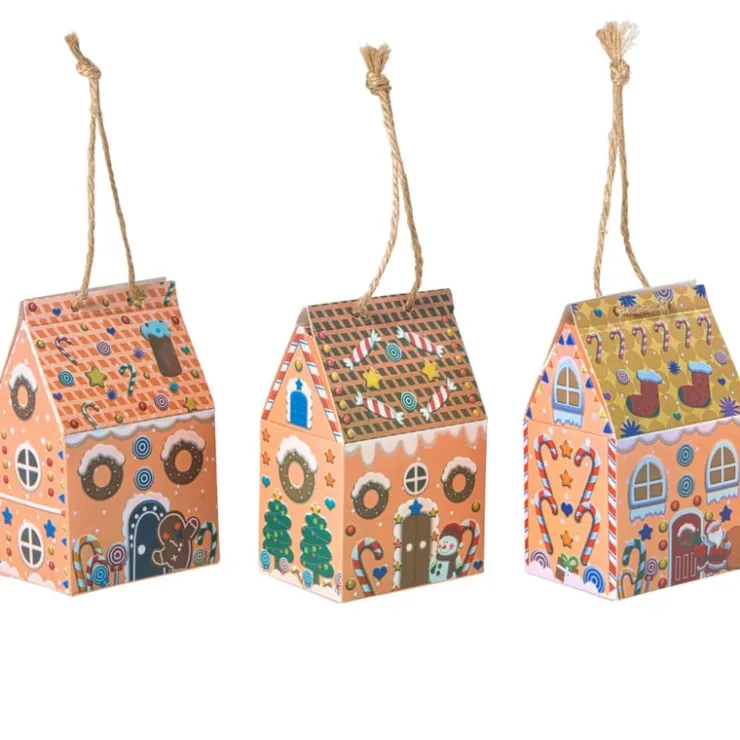 Xenos Kersthanger papieren huisjes - set van 3- Kersthangers|Kerstballen