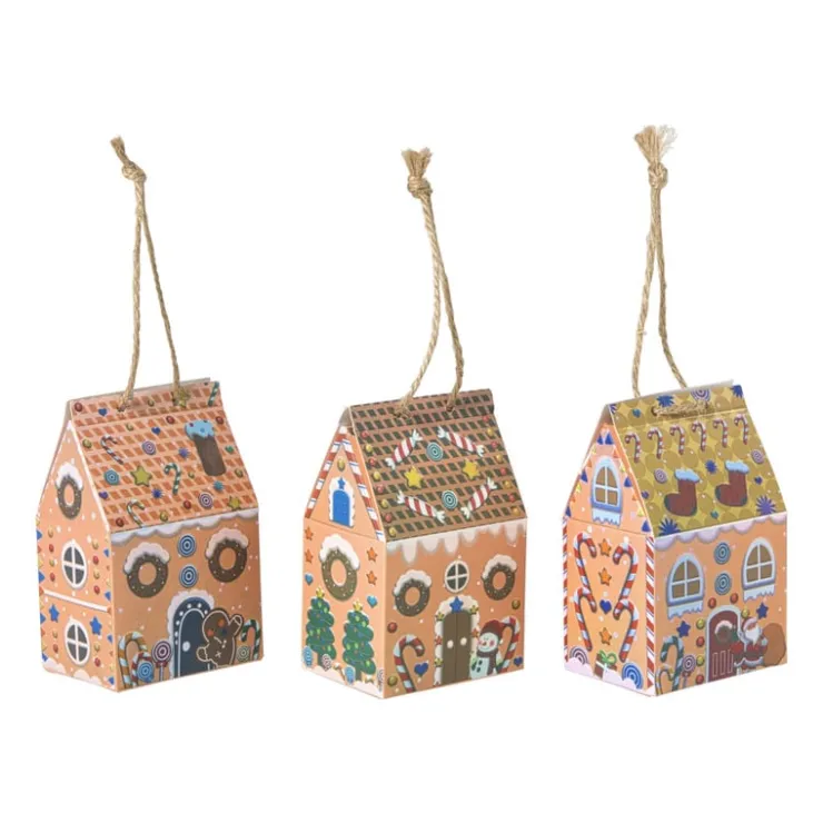 Xenos Kersthanger papieren huisjes - set van 3- Kersthangers|Kerstballen