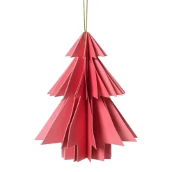 Xenos Kersthanger papieren kerstboom - roze - ø8x10 cm- Kersthangers|Kerstballen