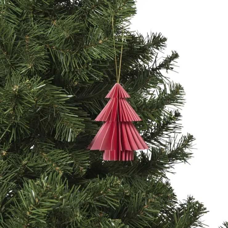 Xenos Kersthanger papieren kerstboom - roze - ø8x10 cm- Kersthangers|Kerstballen
