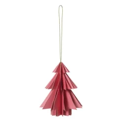 Xenos Kersthanger papieren kerstboom - roze - ø8x10 cm- Kersthangers|Kerstballen