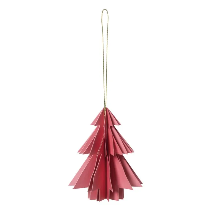 Xenos Kersthanger papieren kerstboom - roze - ø8x10 cm- Kersthangers|Kerstballen