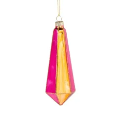Xenos Kersthanger pegel velvet - roze/oranje - 4.3x13.7 cm- Kersthangers|Kerstballen