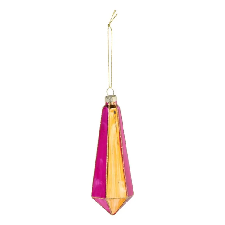 Xenos Kersthanger pegel velvet - roze/oranje - 4.3x13.7 cm- Kersthangers|Kerstballen