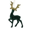 Xenos Kersthanger rendier staand - goudkleurig/zwart - 10x16 cm- Kersthangers|Kerstballen