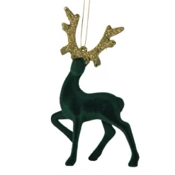 Xenos Kersthanger rendier staand - goudkleurig/zwart - 10x16 cm- Kersthangers|Kerstballen