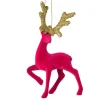 Xenos Kersthanger rendier staand - roze -10x16 cm- Kersthangers|Kerstballen