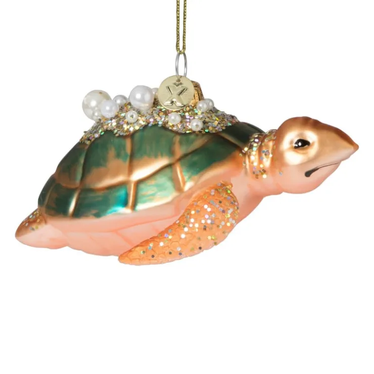 Xenos Kersthanger schildpad - glas - 4x9.4x9 cm- Kersthangers|Kerstballen
