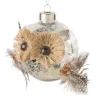 Xenos Kersthanger uil met veren - glas - 8.5x8.2x7.6 cm- Kersthangers|Kerstballen
