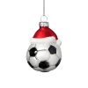 Xenos Kersthanger voetbal - zwart/wit- ø6.3x7.8 cm- Kerst|Kersthangers