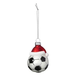 Xenos Kersthanger voetbal - zwart/wit- ø6.3x7.8 cm- Kerst|Kersthangers