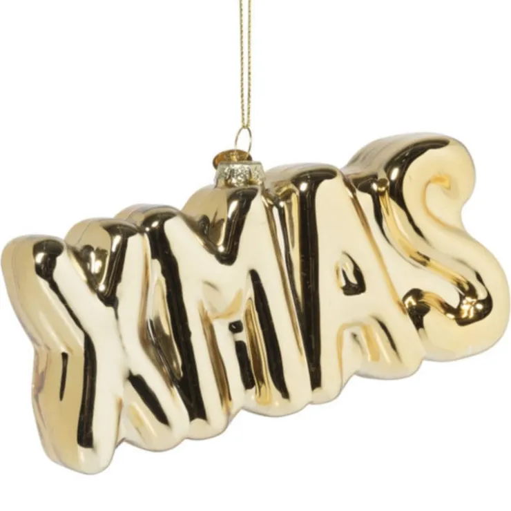 Xenos Kersthanger XMAS - glas - 7.5x15x3.5 cm- Kersthangers|Kerstballen