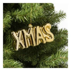 Xenos Kersthanger XMAS - glas - 7.5x15x3.5 cm- Kersthangers|Kerstballen