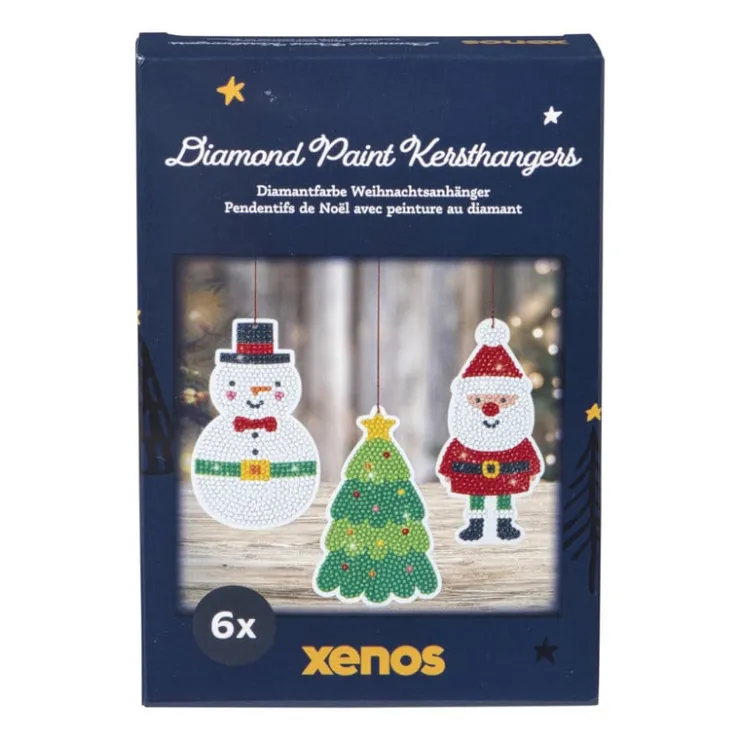 Xenos Kersthangers diamond paiting DIY - set van 6- Kerst Knutselen
