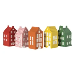 Xenos Kersthuisje - geel - 11x5.5x5.5 cm- Kerstfiguren|Kersthuisjes