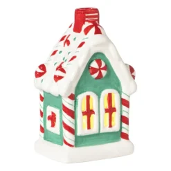 Xenos Kersthuisje LED middel - groen - 13x8x6 cm- Kerstfiguren|Kersthuisjes
