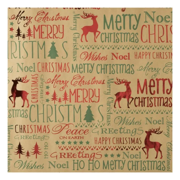 Xenos Kerstpapier hotstamp - diverse varianten - set van 2- Kerst Inpakken