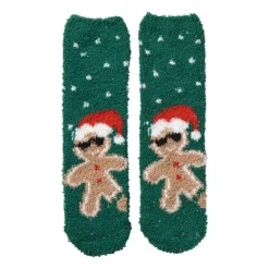Xenos Kerstsokken gingerbread - groen - one size- Kerstcadeaus