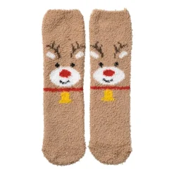 Xenos Kerstsokken rendier - bruin - one size- Kerstcadeaus