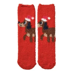 Xenos Kerstsokken teckel - rood - one size- Kerstcadeaus
