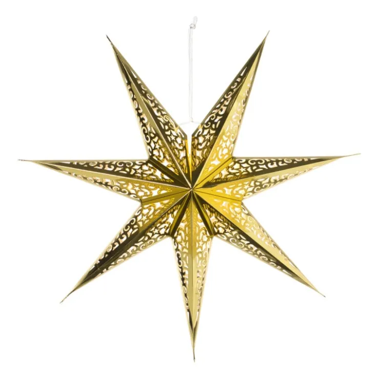 Xenos Kerstster papier - goudkleurig - 60 cm- Kerstfiguren