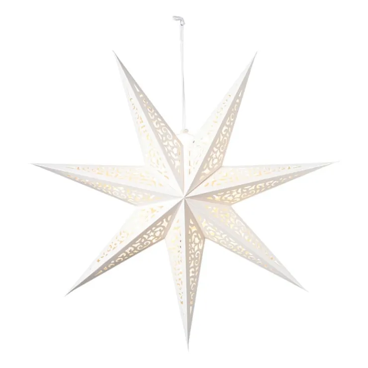 Xenos Kerstster papier - wit - 60 cm- Kerstfiguren