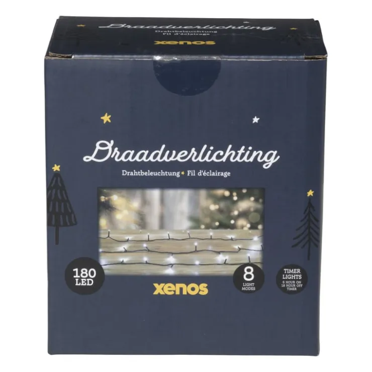 Xenos Kerstverlichting LED - klassiek wit - 180 lampjes - 13.5 meter- Kerstverlichting|Kerstboom Verlichting