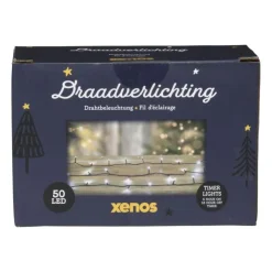 Xenos Kerstverlichting LED - klassiek wit - 50 lampjes - 3.7 meter- Kerstverlichting|Kerstboom Verlichting