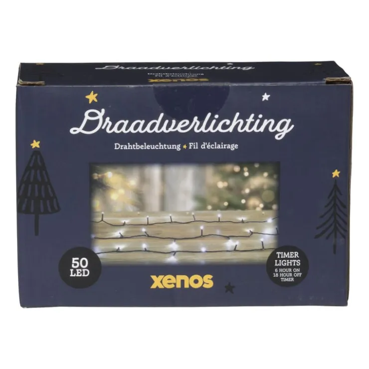 Xenos Kerstverlichting LED - klassiek wit - 50 lampjes - 3.7 meter- Kerstverlichting|Kerstboom Verlichting