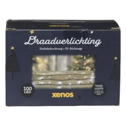 Xenos Kerstverlichting LED - klassiek wit - 100 lampjes - 7.5 meter- Kerstverlichting|Kerstboom Verlichting