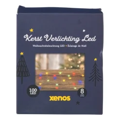 Xenos Kerstverlichting LED - multikleur - 100 lampjes - 30 cm- Kerstverlichting