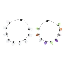 Xenos Ketting met lichtjes - skelet - ø44 cm- Verkleedaccessoires