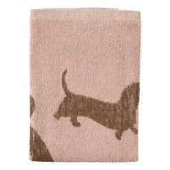 Xenos Keukendoek teckels - roze/bruin - 50x50 cm- Thee- En Keukendoeken
