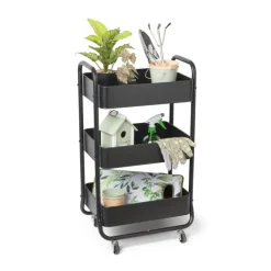 Xenos Keukentrolley - zwart - 44x30x78.6 cm- Keukentrolleys