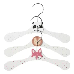 Xenos Kinder kledinghanger dieren - wit - set van 3- Kledinghangers