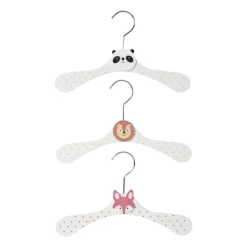 Xenos Kinder kledinghanger dieren - wit - set van 3- Kledinghangers
