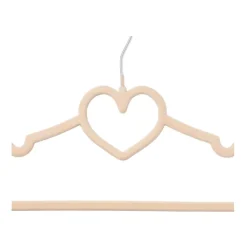 Xenos Kinder kledinghanger hart - vilt - beige - set van 5- Kledinghangers