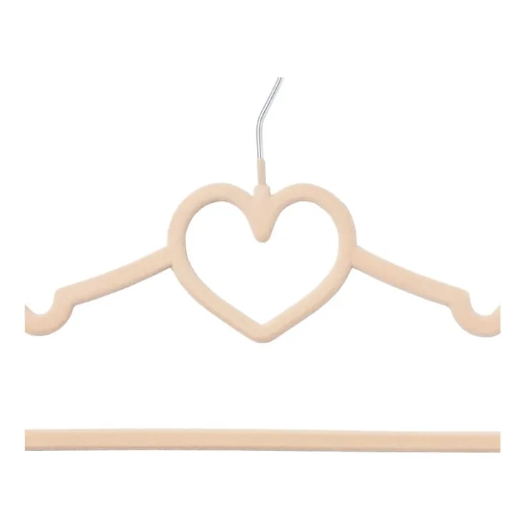 Xenos Kinder kledinghanger hart - vilt - beige - set van 5- Kledinghangers