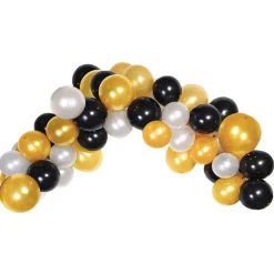 Xenos Kit ballonnenboog - goudkleurig/zwart/wit - 60 stuks- Ballonnen