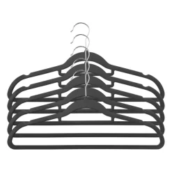 Xenos Kledinghanger vilt - zwart - set van 5- Kledinghangers