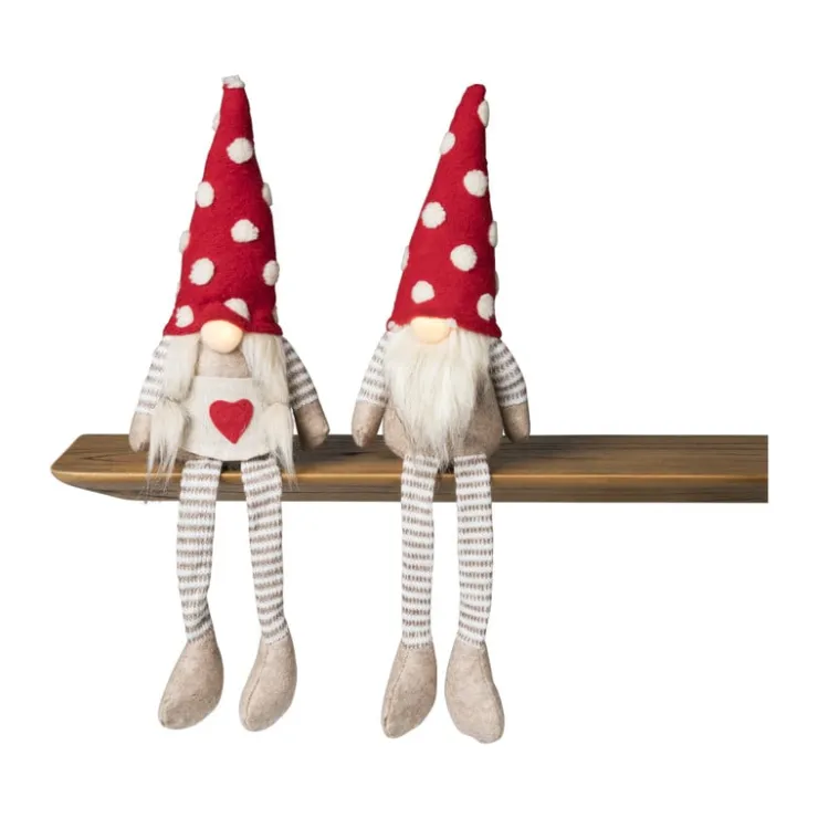 Xenos Knuffel Gnome met led - diverse varianten - 43x12x10 cm- Kerstfiguren