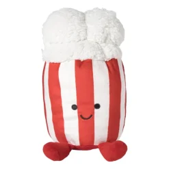 Xenos Knuffel popcorn - rood/wit - 19x12 cm- Knuffels|Kerstcadeaus
