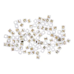 Xenos Kralen met letters - beige/goud - set van 100- Knutselspullen