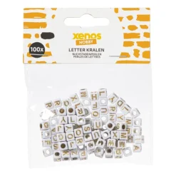 Xenos Kralen met letters - beige/goud - set van 100- Knutselspullen