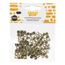 Xenos Kralen met letters - goud - set van 100- Knutselspullen