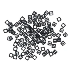 Xenos Kralen met letters - zwart - set van 100- Knutselspullen