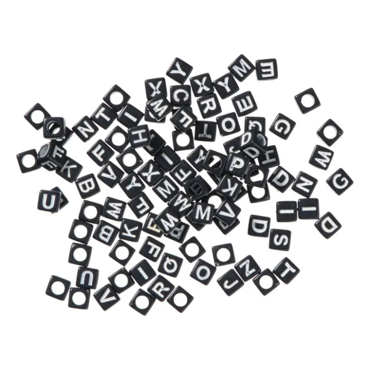 Xenos Kralen met letters - zwart - set van 100- Knutselspullen