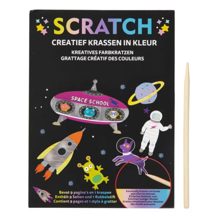 Xenos Krasboek ruimtefiguren - 13x18 cm- Kleurboeken|Kerstcadeaus
