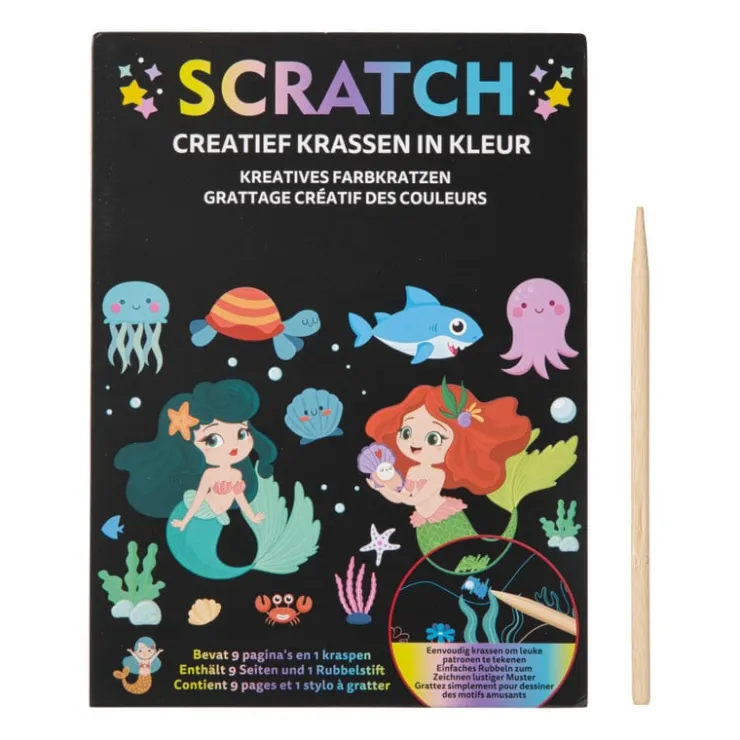 Xenos Krasboek zeemeermin - 13x18 cm- Kleurboeken